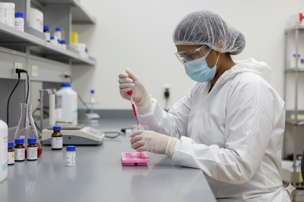Custom Compounding Laboratory - Professional pharmacist preparing personalized medications